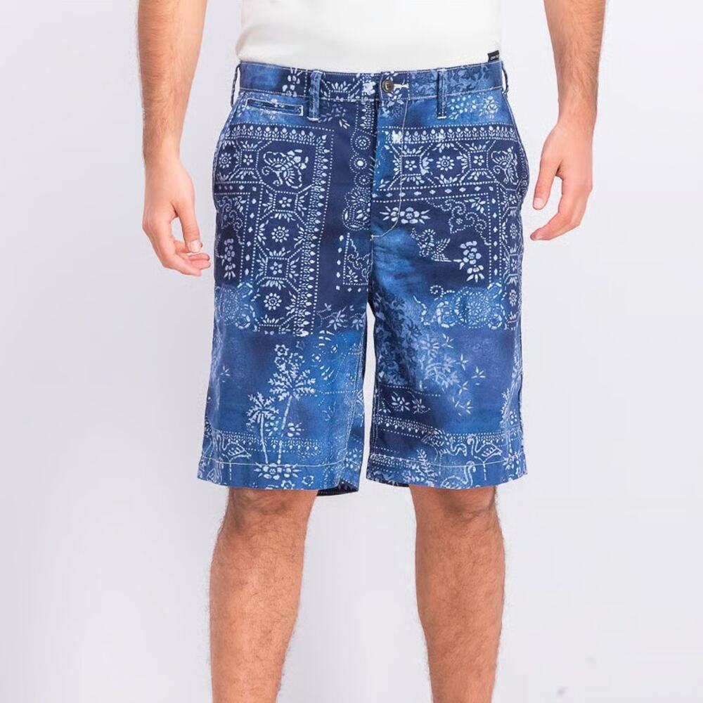 Polo by Ralph Lauren Blue Bandana Print Flat Front Men's Shorts